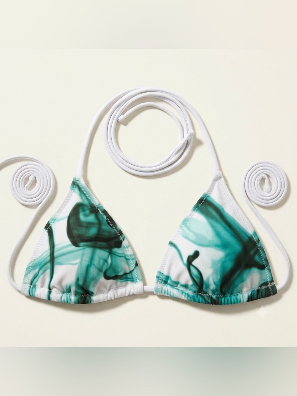 Clove Canyon Abstract Watercolor Smoky Swirl Bikini Top XS